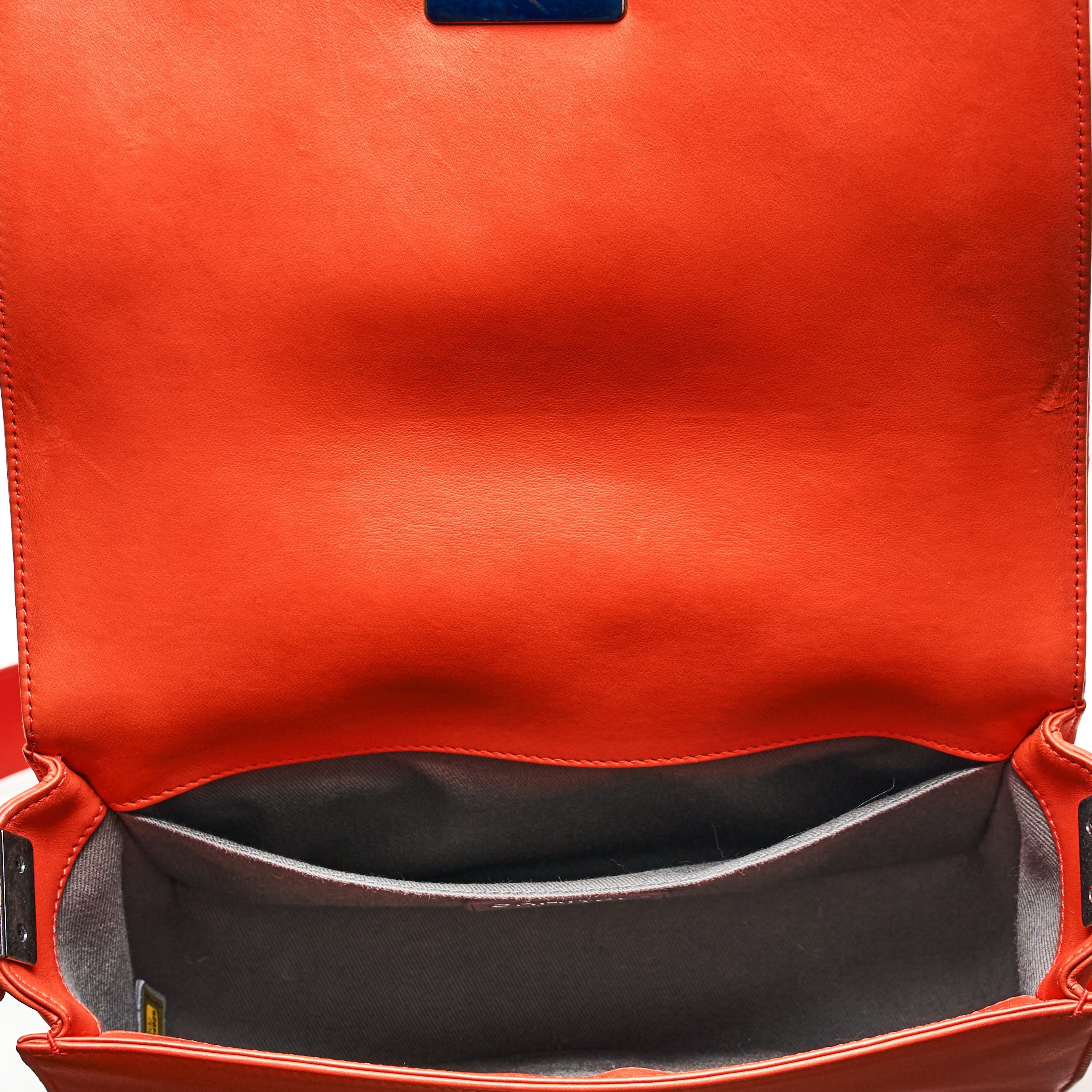 Chanel Boy Lambskin with Adjustable Strap in Orange