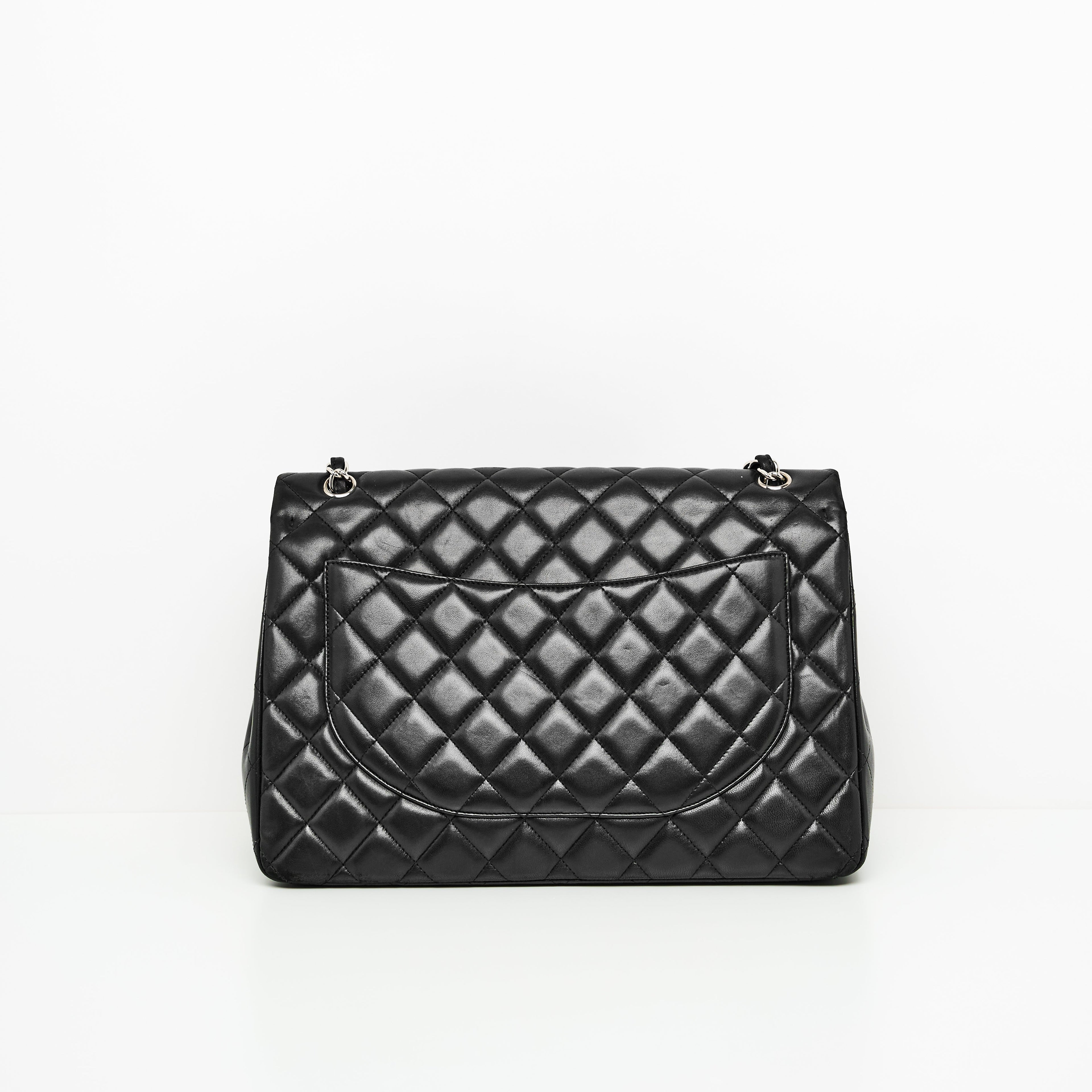 Chanel Maxi Lambskin Classic Single Flap Bag in Black SHW