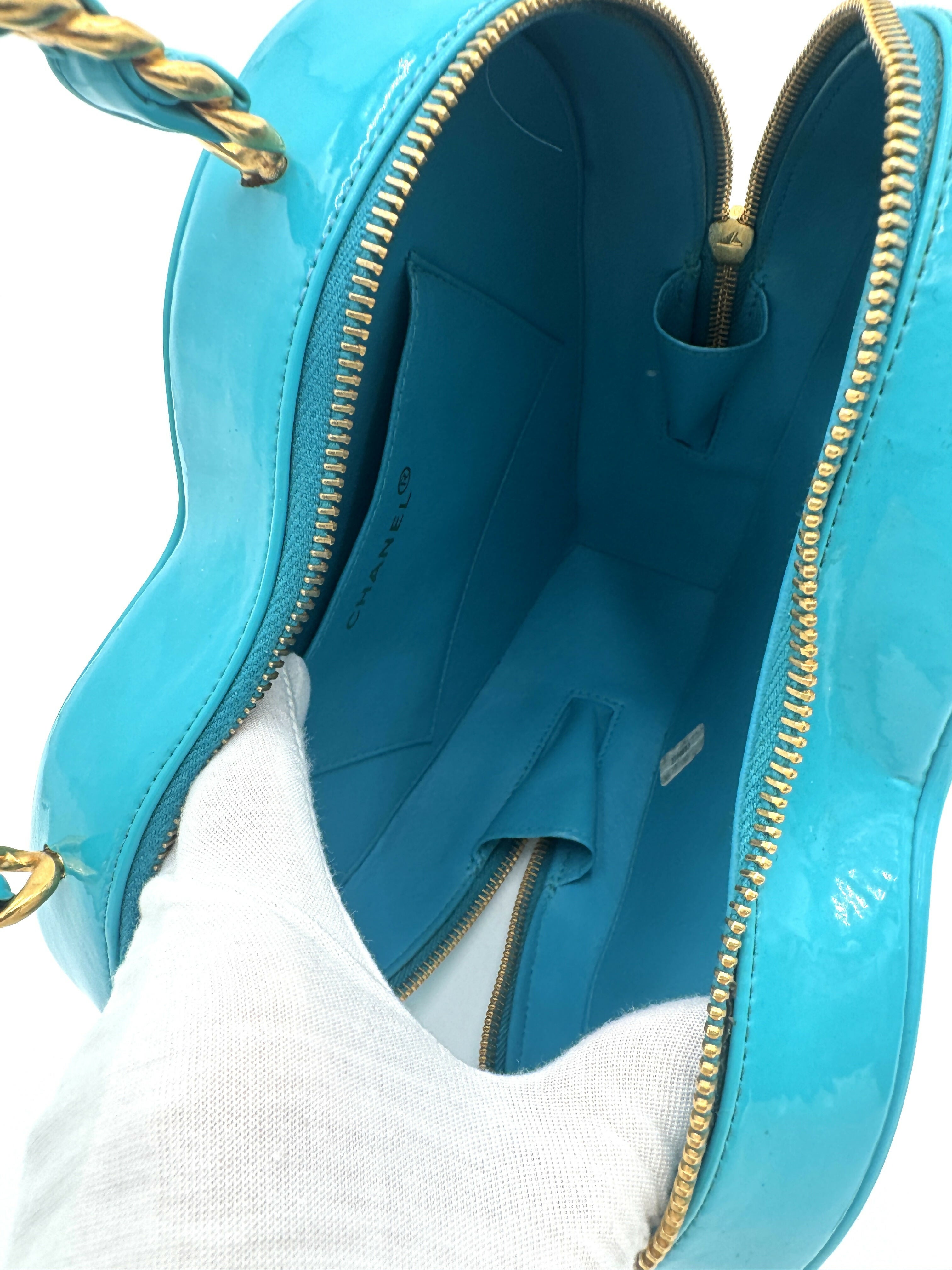 Chanel 1995 Vintage Barbie Blue & Black Heart Vanity Bag