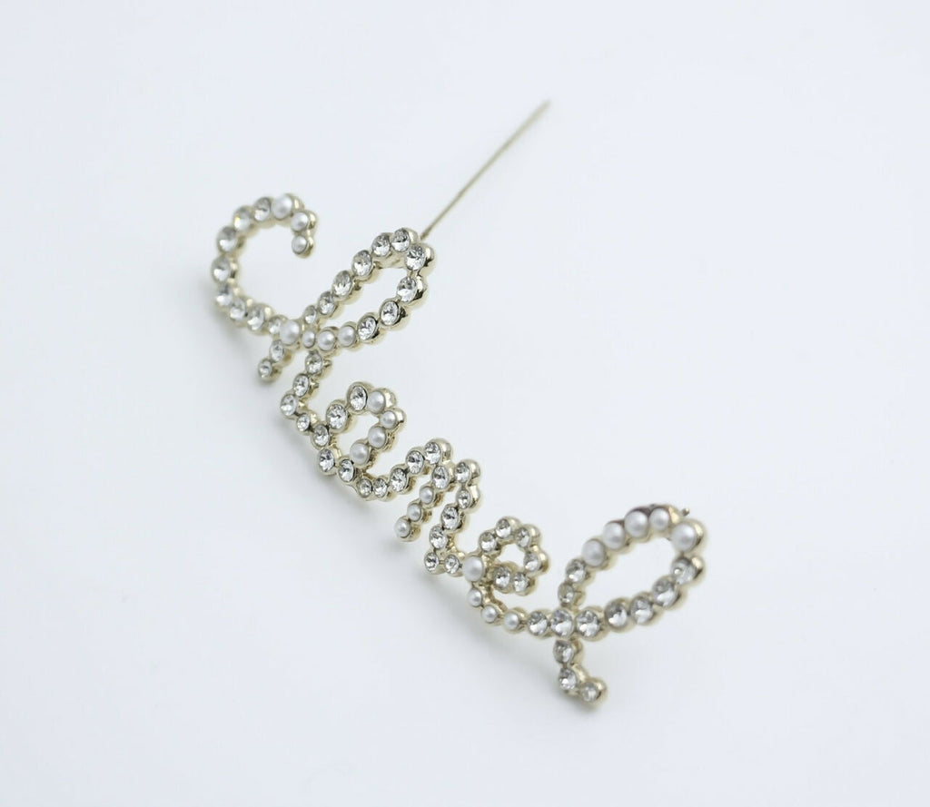 Chanel B19K Rhinestone English Word ‘CHANEL’ Brooch