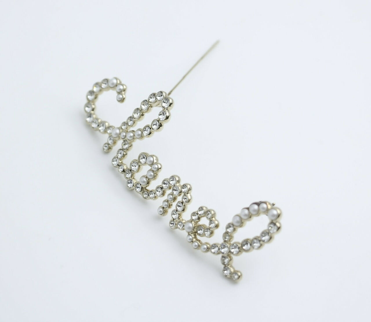 Chanel B19K Rhinestone English Word ‘CHANEL’ Brooch
