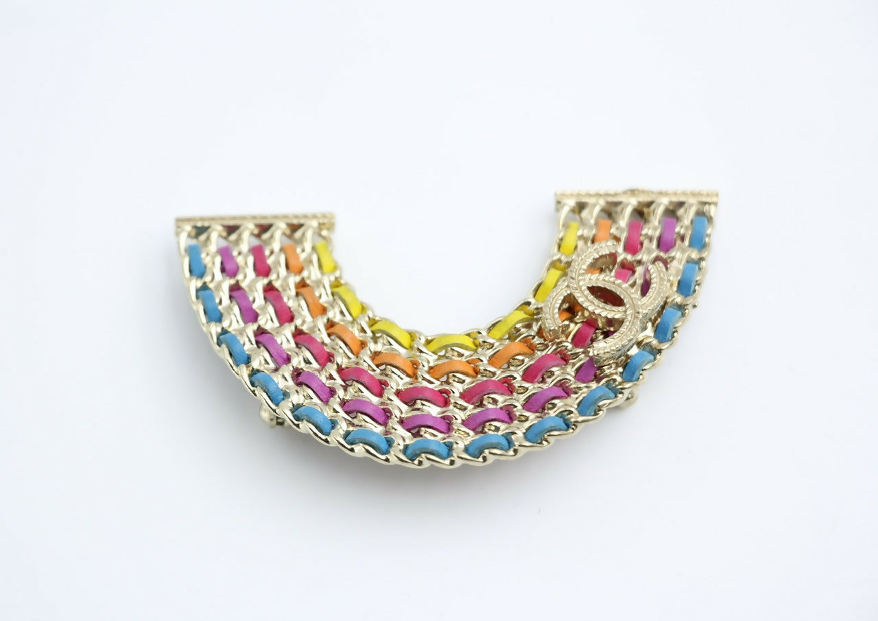 Chanel B18P Leather Rainbow Chain Brooch
