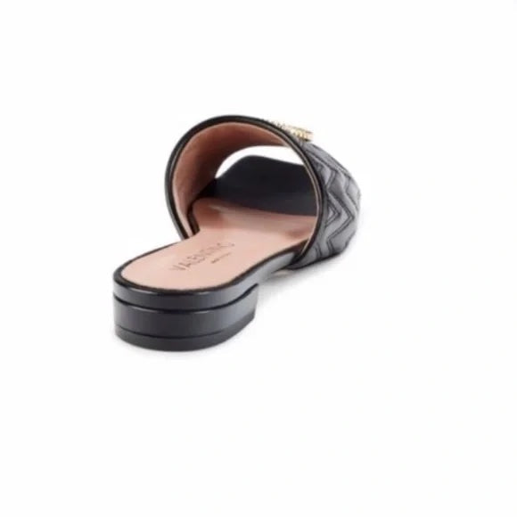 VALENTINO AFRODITE LOGO QUILTED LEATHER SLIP-ON MULES
