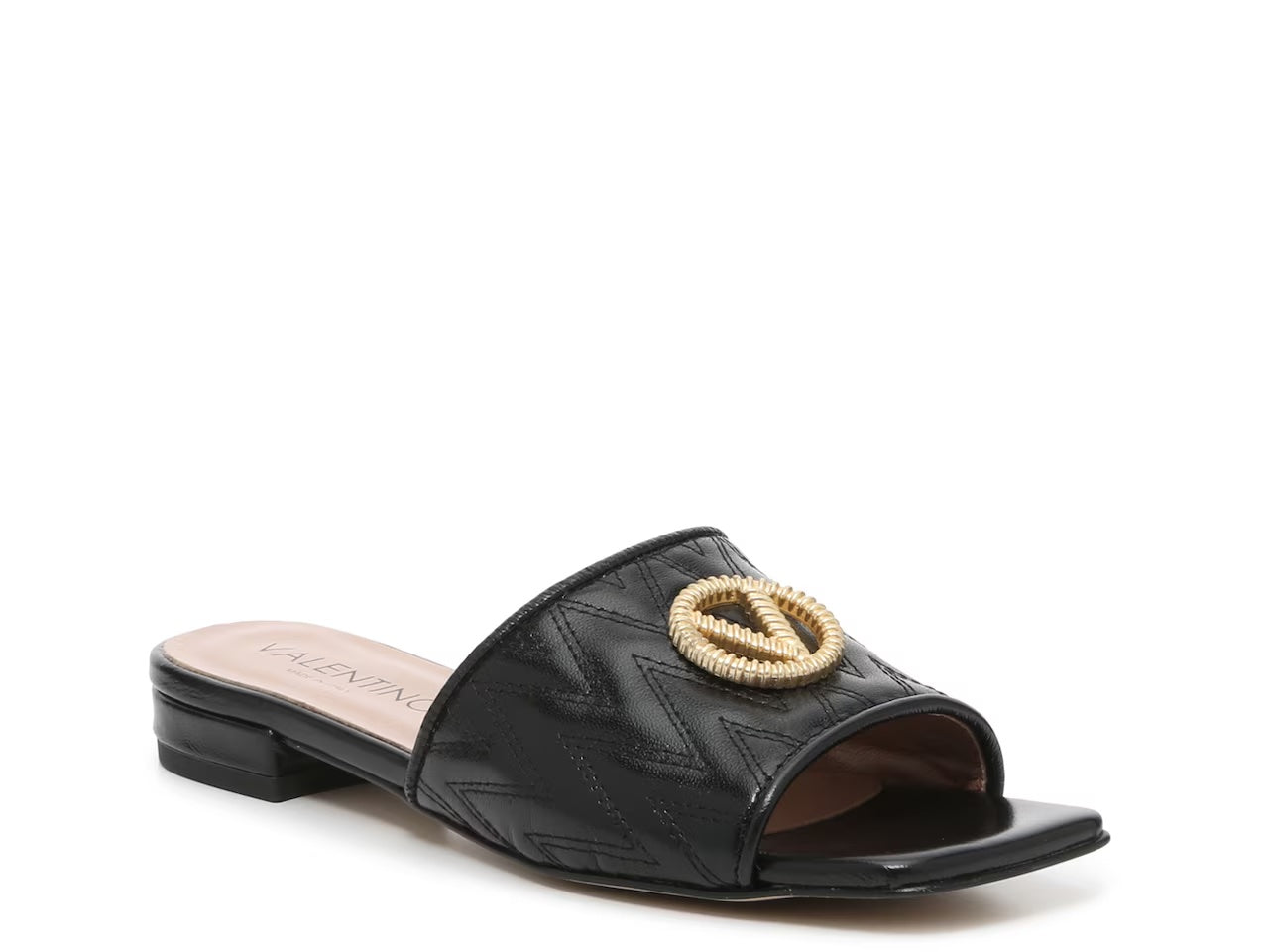 VALENTINO AFRODITE LOGO QUILTED LEATHER SLIP-ON MULES