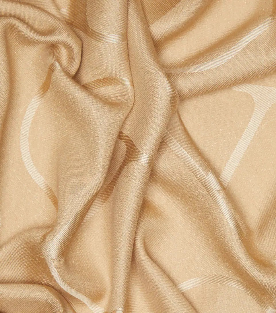 VALENTINO GARAVANI ALLOVER VLOGO PRINTED SILK SCARF