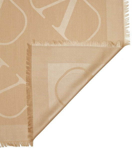 VALENTINO GARAVANI ALLOVER VLOGO PRINTED SILK SCARF