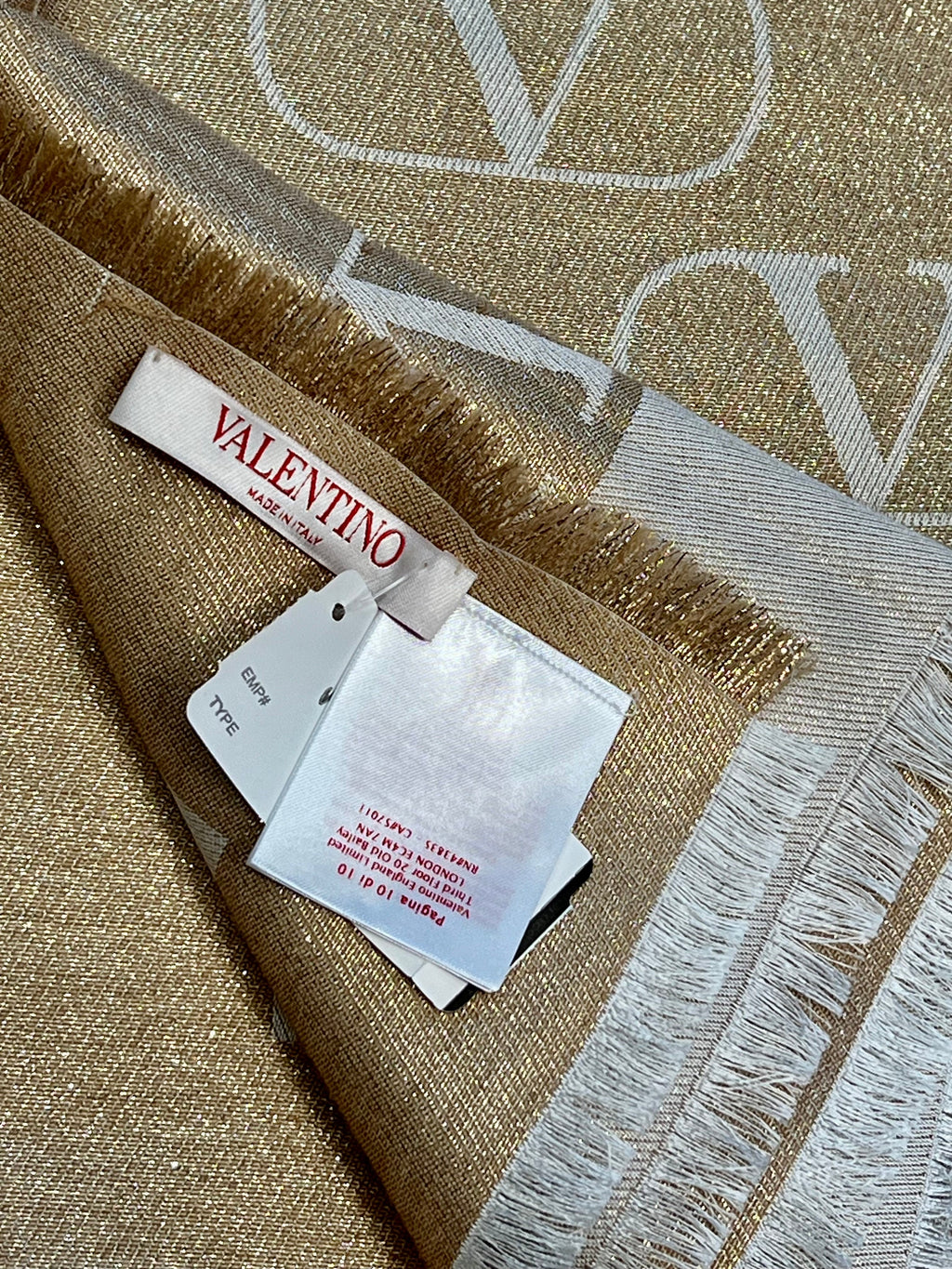 VALENTINO GARAVANI ALLOVER VLOGO PRINTED SILK SCARF
