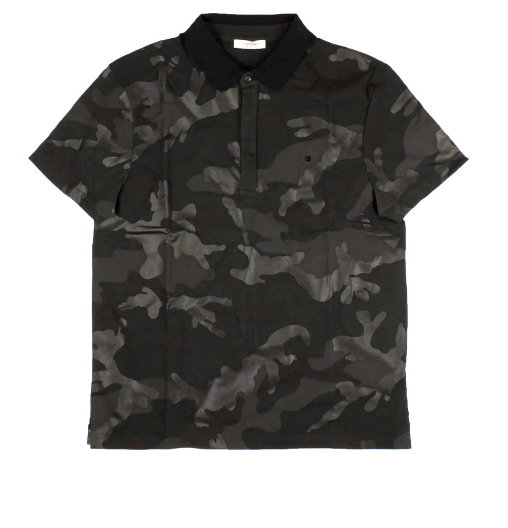VALENTINO MEN'S SHORT SLEEVES CAMO POLO SHIRT