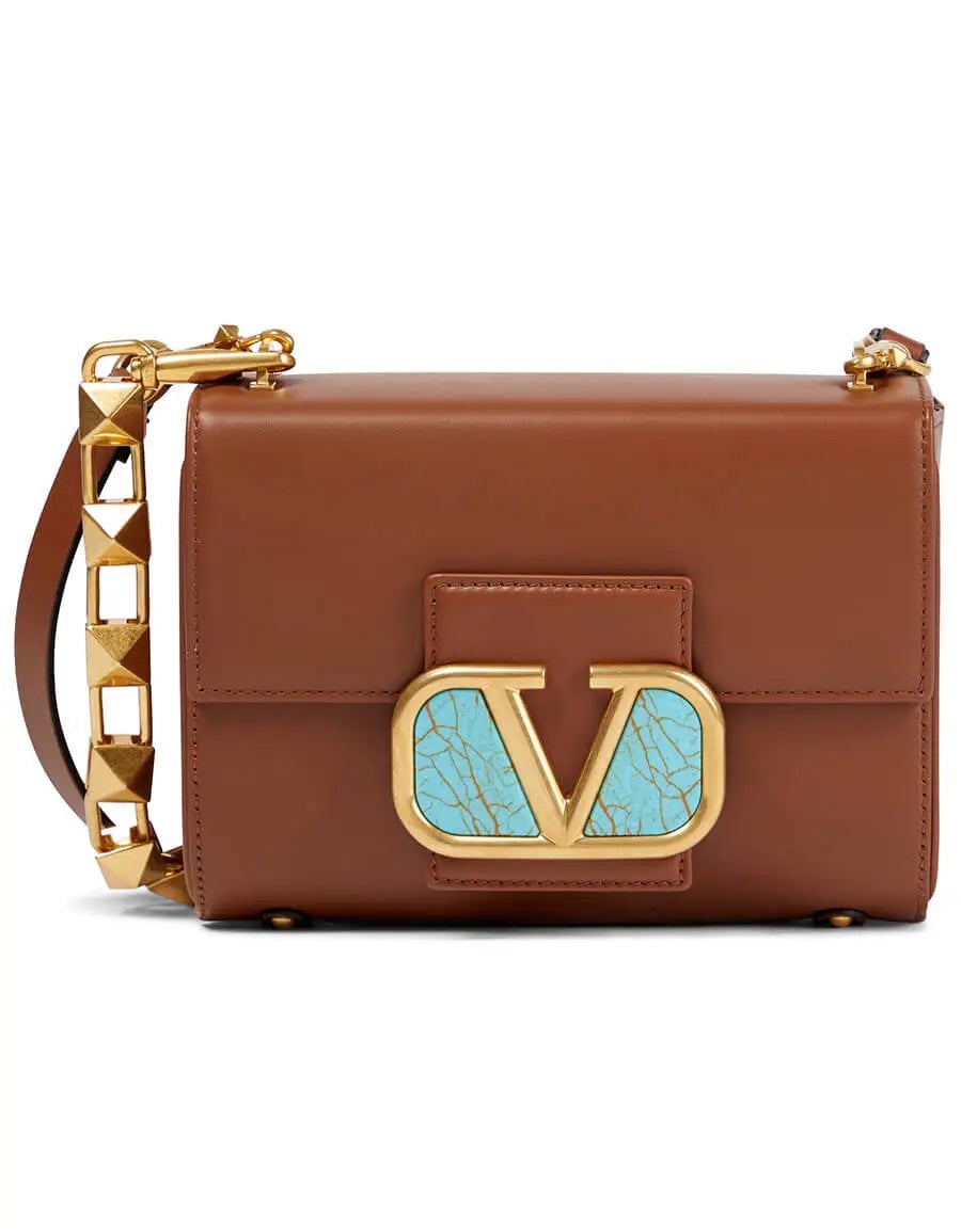 VALENTINO GARAVANI ALCOVE SNAP SMALL CALFSKIN LEATHER SHOULDER BAG