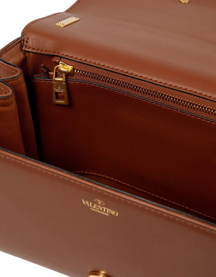 VALENTINO GARAVANI ALCOVE SNAP SMALL CALFSKIN LEATHER SHOULDER BAG
