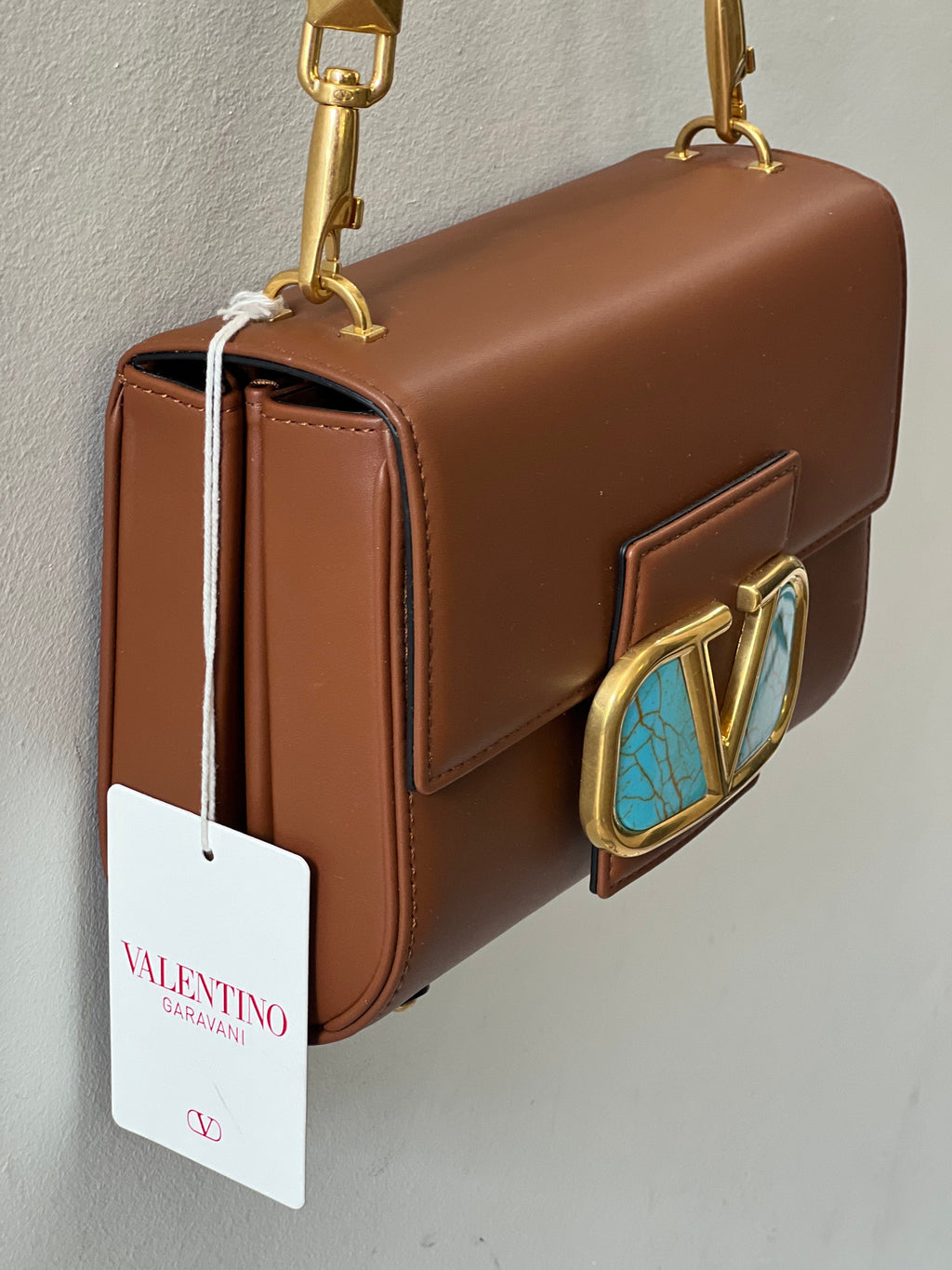 VALENTINO GARAVANI ALCOVE SNAP SMALL CALFSKIN LEATHER SHOULDER BAG