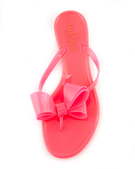 VALENTINO GARAVANI  JELLY BOW SLIDE SANDALS