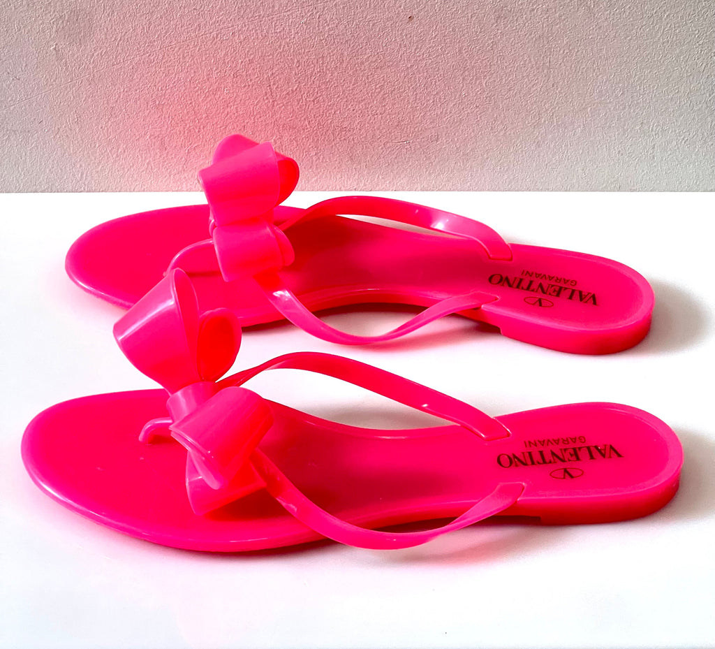 VALENTINO GARAVANI  JELLY BOW SLIDE SANDALS