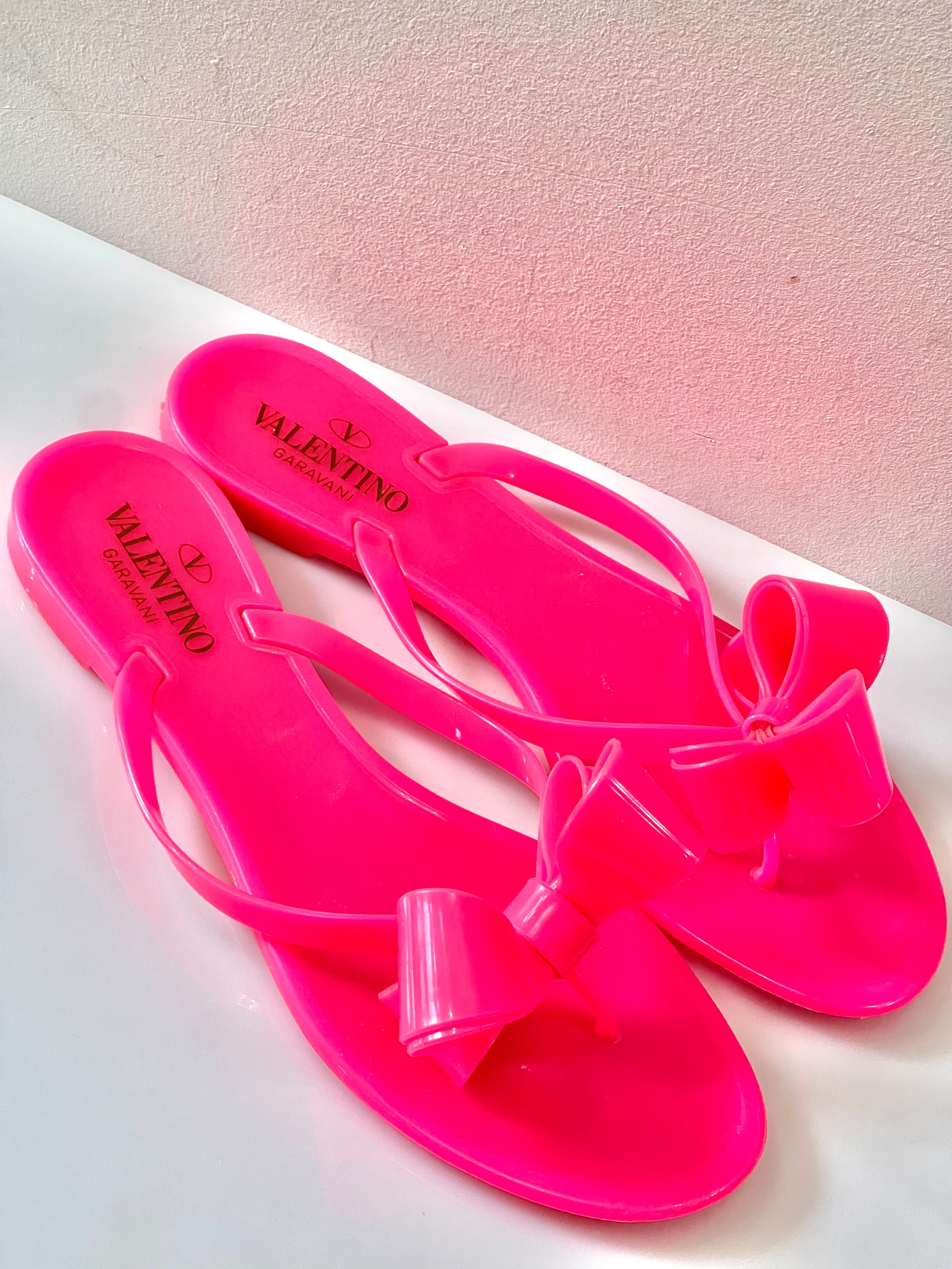 VALENTINO GARAVANI  JELLY BOW SLIDE SANDALS