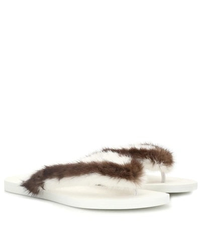 VALENTINO MINK FUR MULES IN ROBINO BIANCO