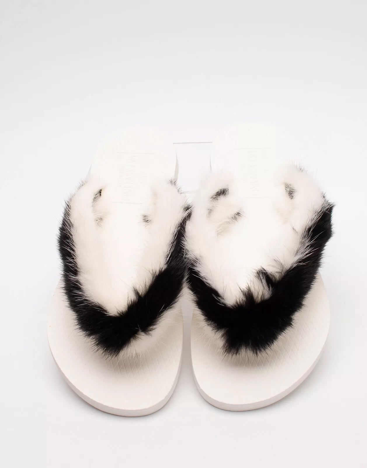 VALENTINO MINK FUR MULES IN ROBINO BIANCO