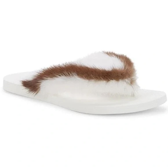 VALENTINO MINK FUR MULES IN ROBINO BIANCO
