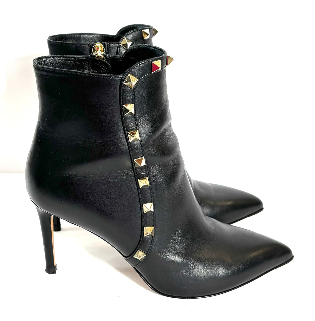 VALENTINO GARAVANI SMOOTH CALFSKIN ROCKSTUD 85MM ANKLE BOOTS