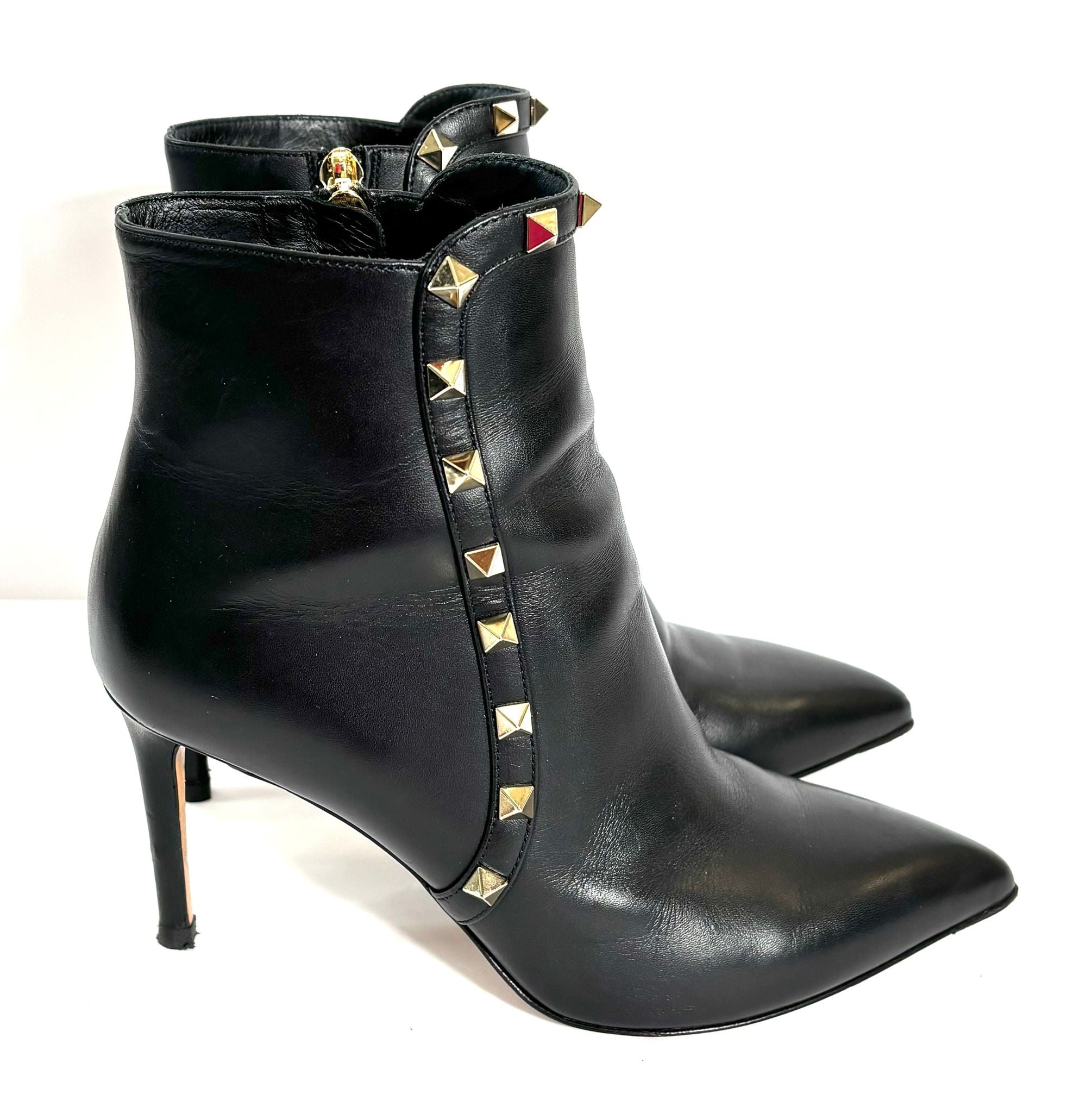 VALENTINO GARAVANI SMOOTH CALFSKIN ROCKSTUD 85MM ANKLE BOOTS