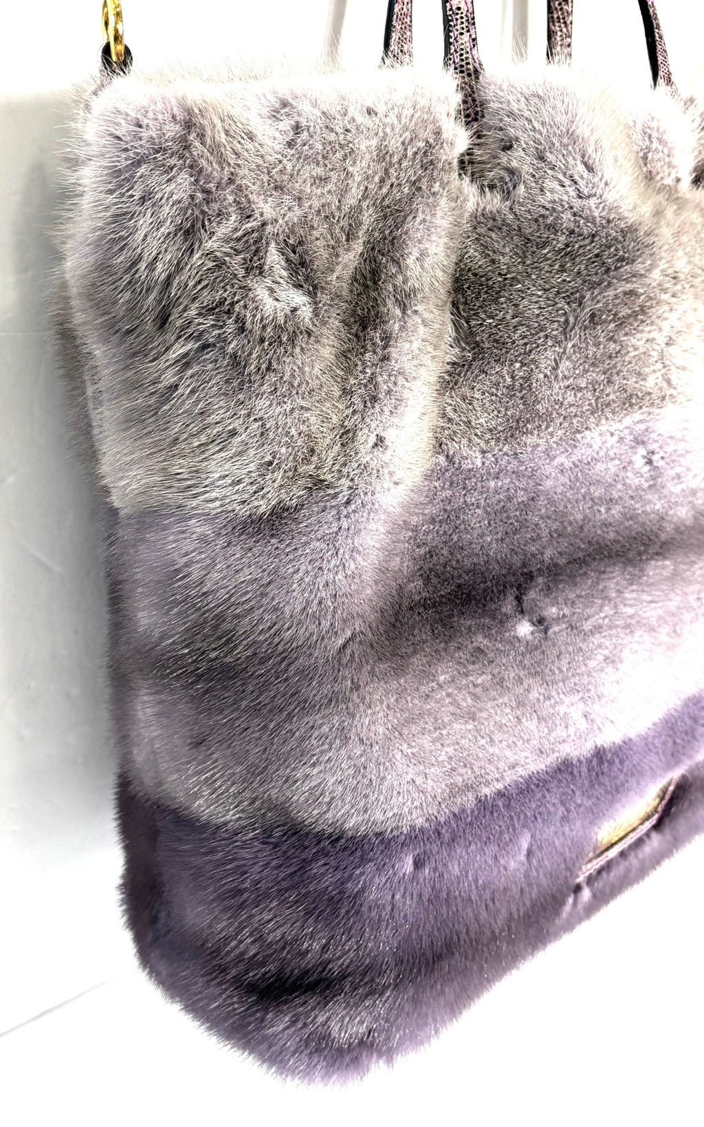 VALENTINO PURPLE OMBRE STRIPED MINK TOTE