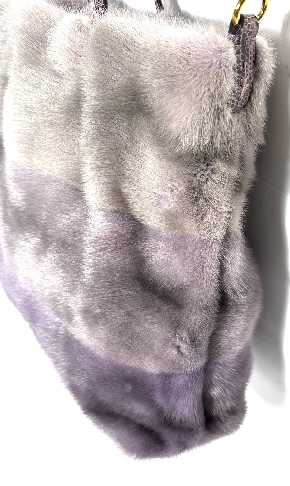 VALENTINO PURPLE OMBRE STRIPED MINK TOTE