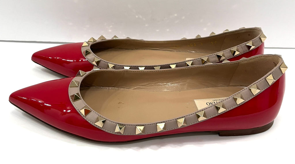VALENTINO PATENT LEATHER ROCKSTUD BALLET FLATS