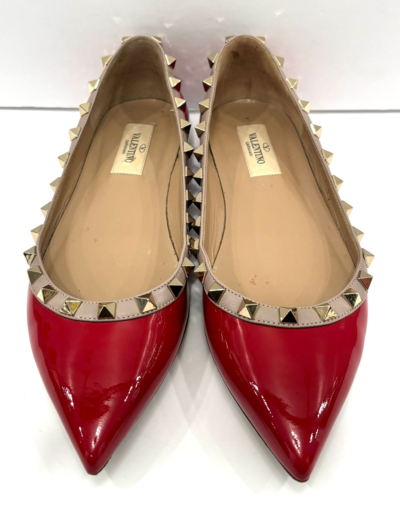 VALENTINO PATENT LEATHER ROCKSTUD BALLET FLATS