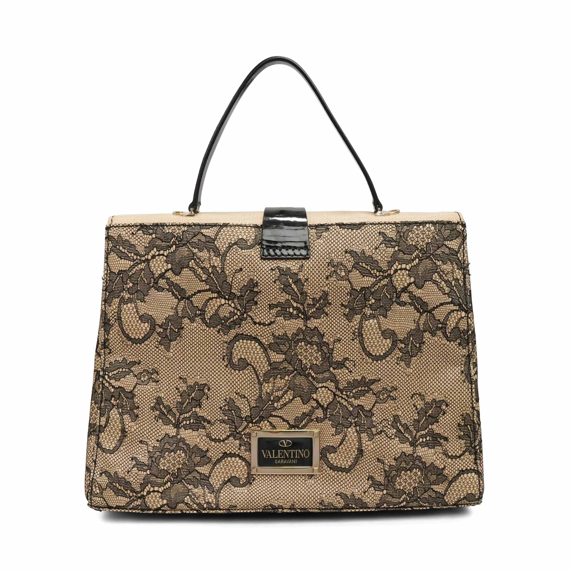Valentino Lace Raffia Top Handle Handbag