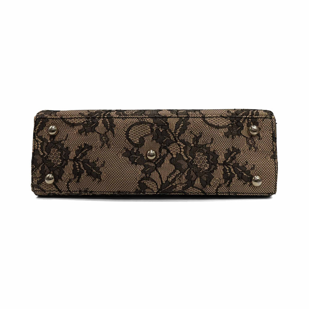 Valentino Lace Raffia Top Handle Handbag