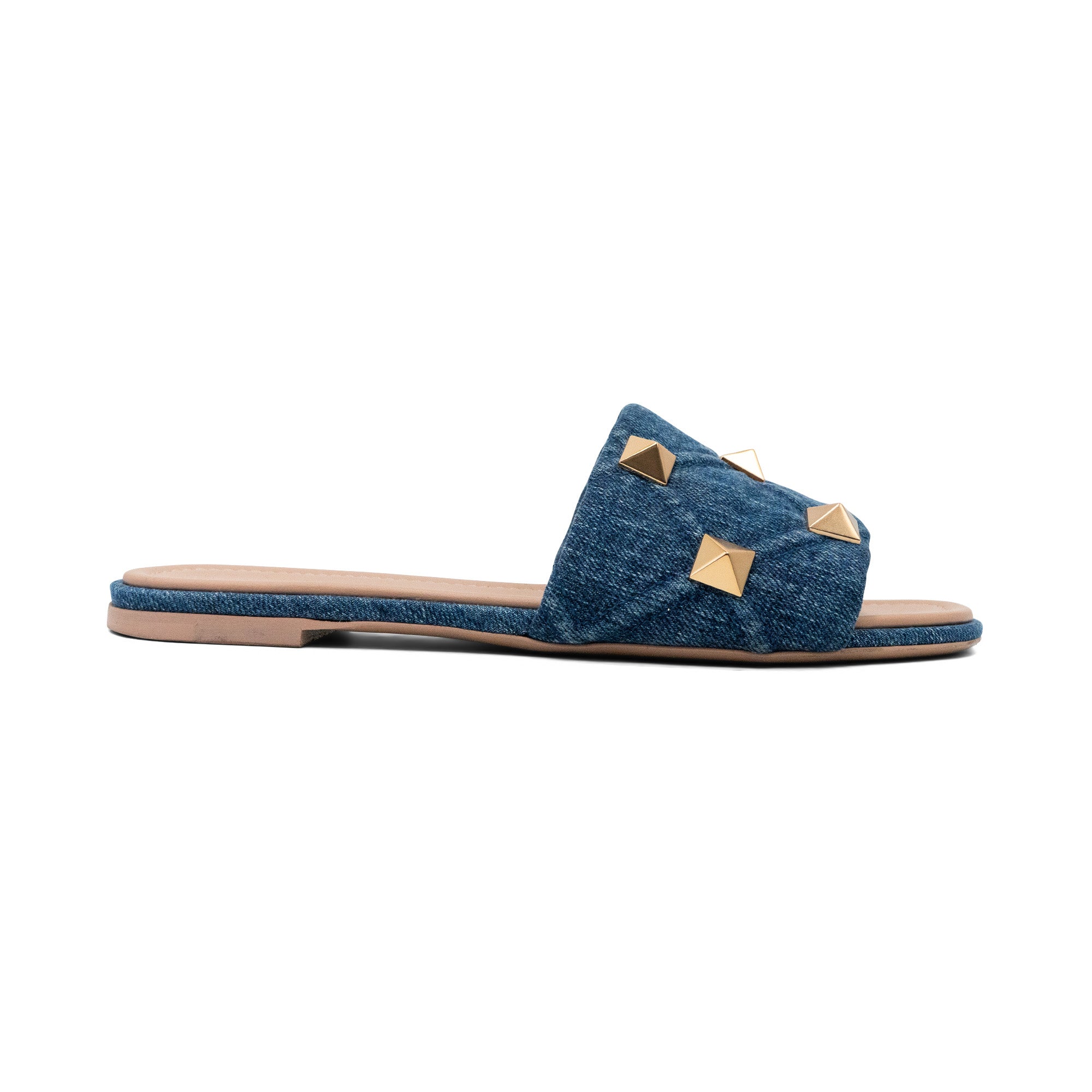 Valentino Garavani 'Roman Stud' Denim Slides - Women's 39.5