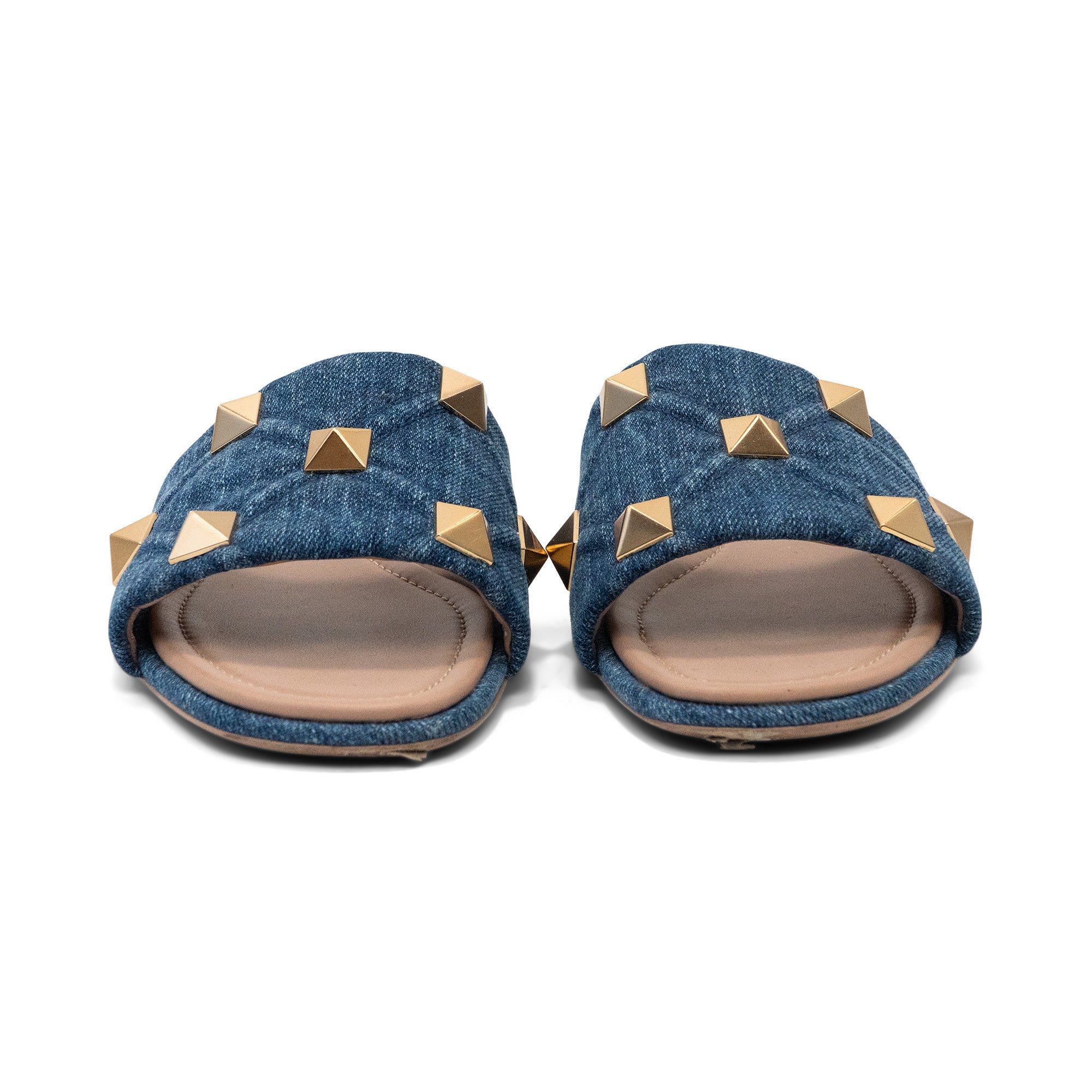 Valentino Garavani 'Roman Stud' Denim Slides - Women's 39.5