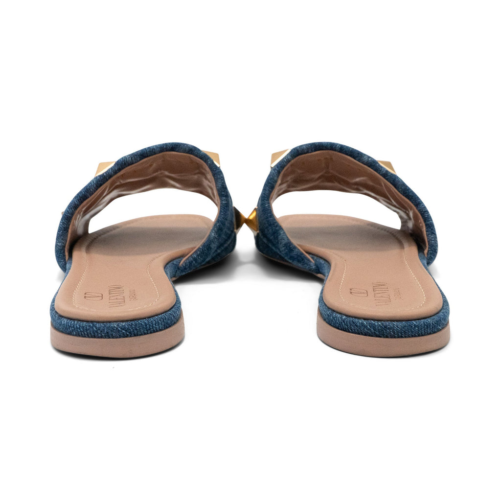 Valentino Garavani 'Roman Stud' Denim Slides - Women's 39.5