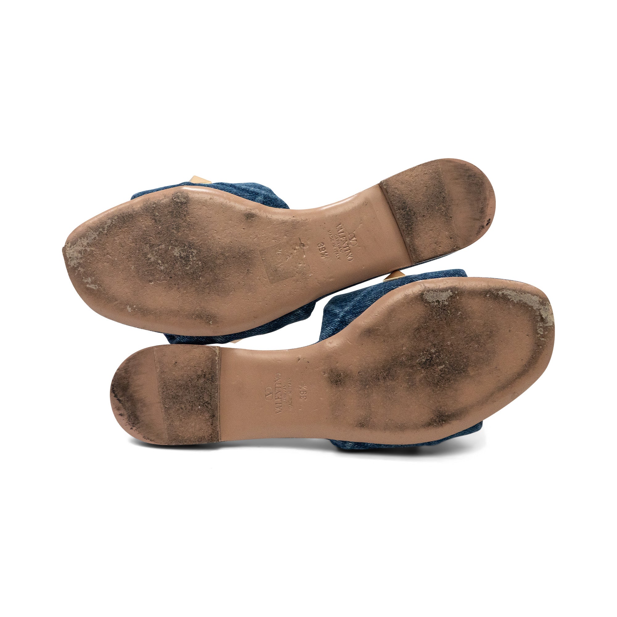 Valentino Garavani 'Roman Stud' Denim Slides - Women's 39.5