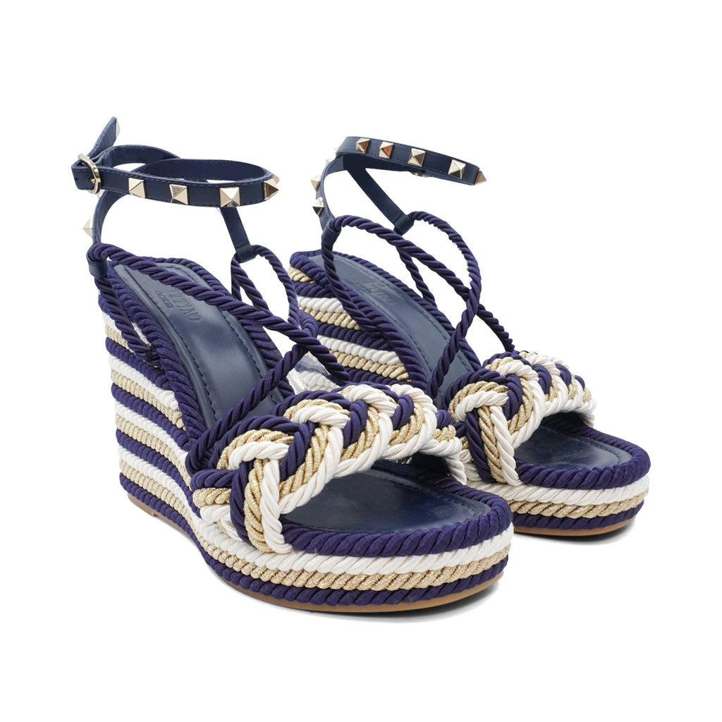 Valentino 'Rockstud' Espadrille Wedges - Women's 38