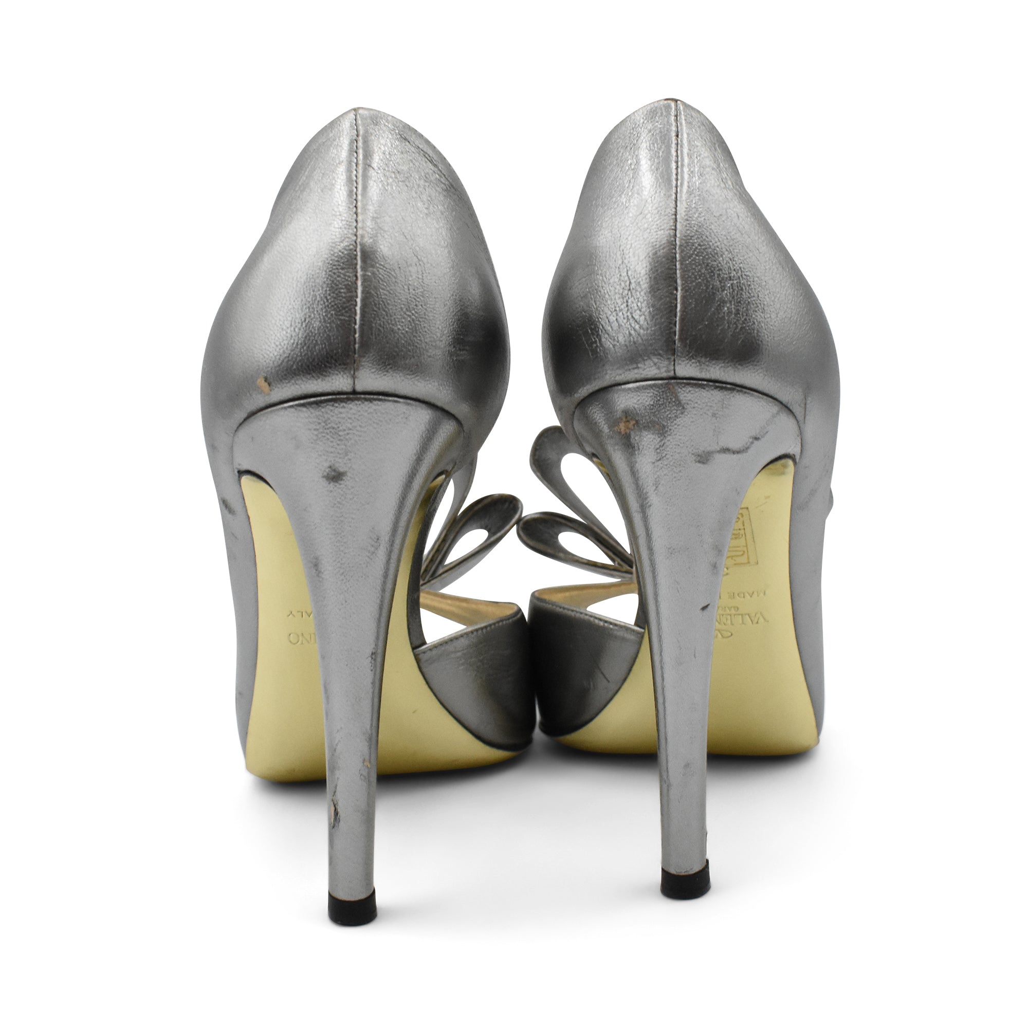 Valentino 'Bow D'Orsay Silver' Heels - Women's 37.5