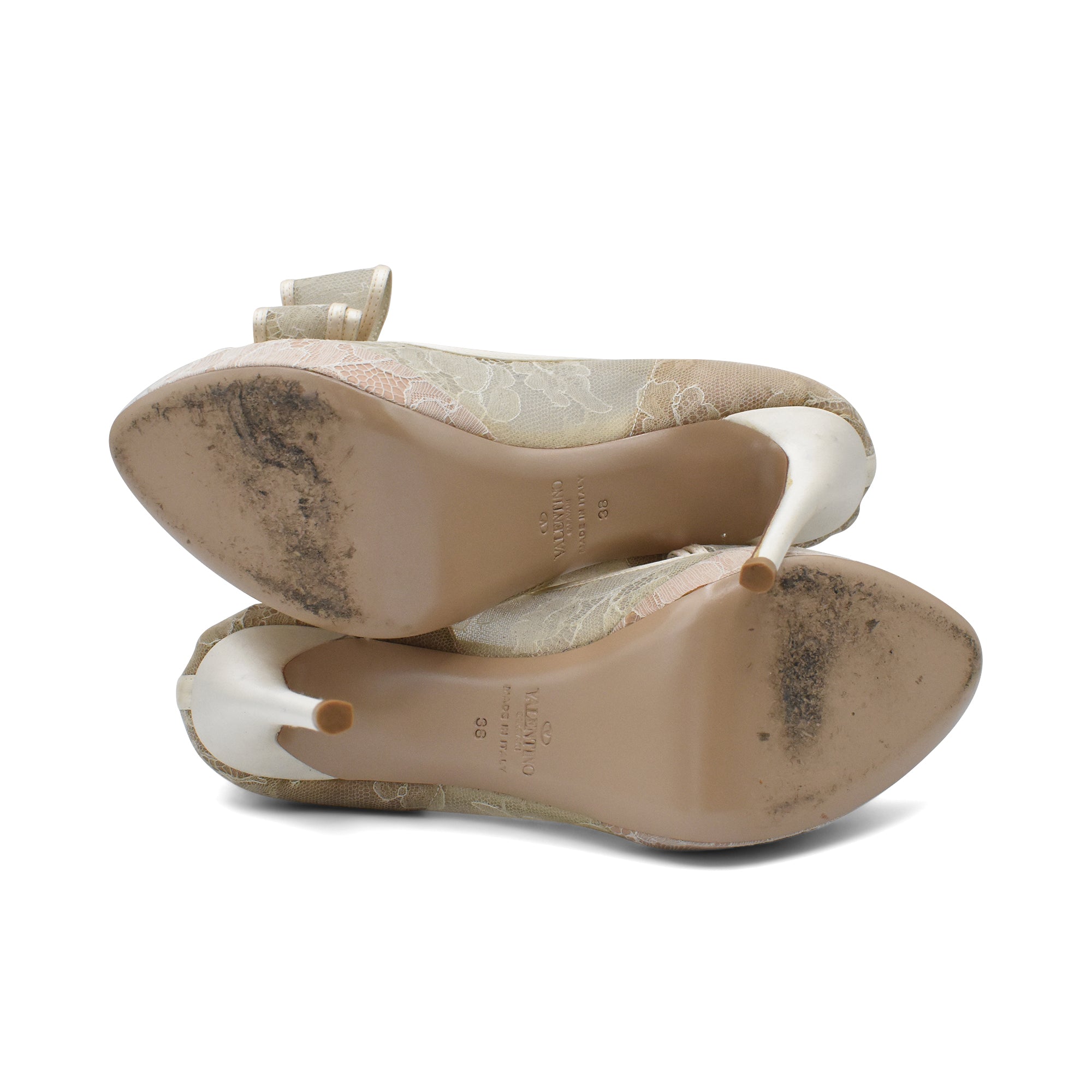 Valentino 'Bow D'Orsay Lace' Heels - Women's 38