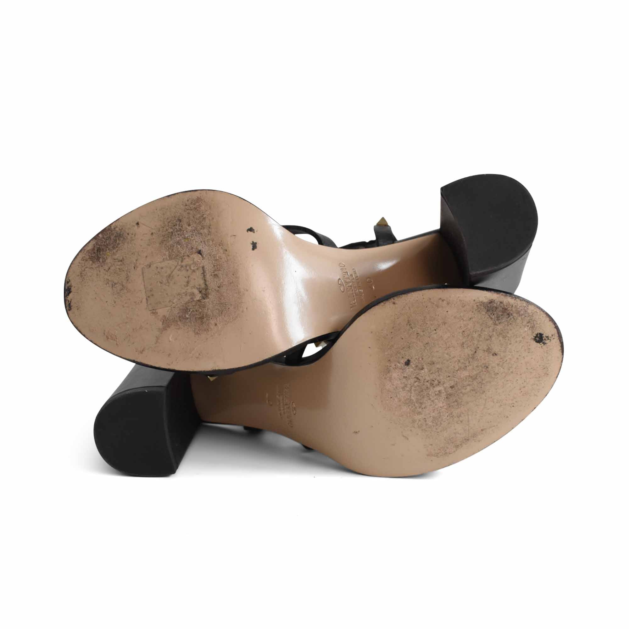 Valentino 'Rockstud' Block Heel Sandals - Women's 40