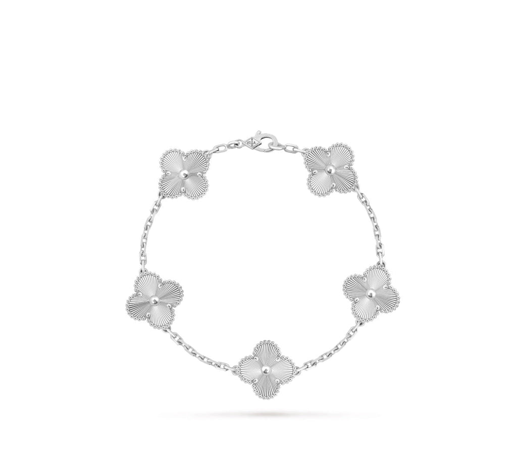 VAN CLEEF & ARPELS 18K WHITE GOLD 5 MOTIFS ALHAMBRA BRACELET