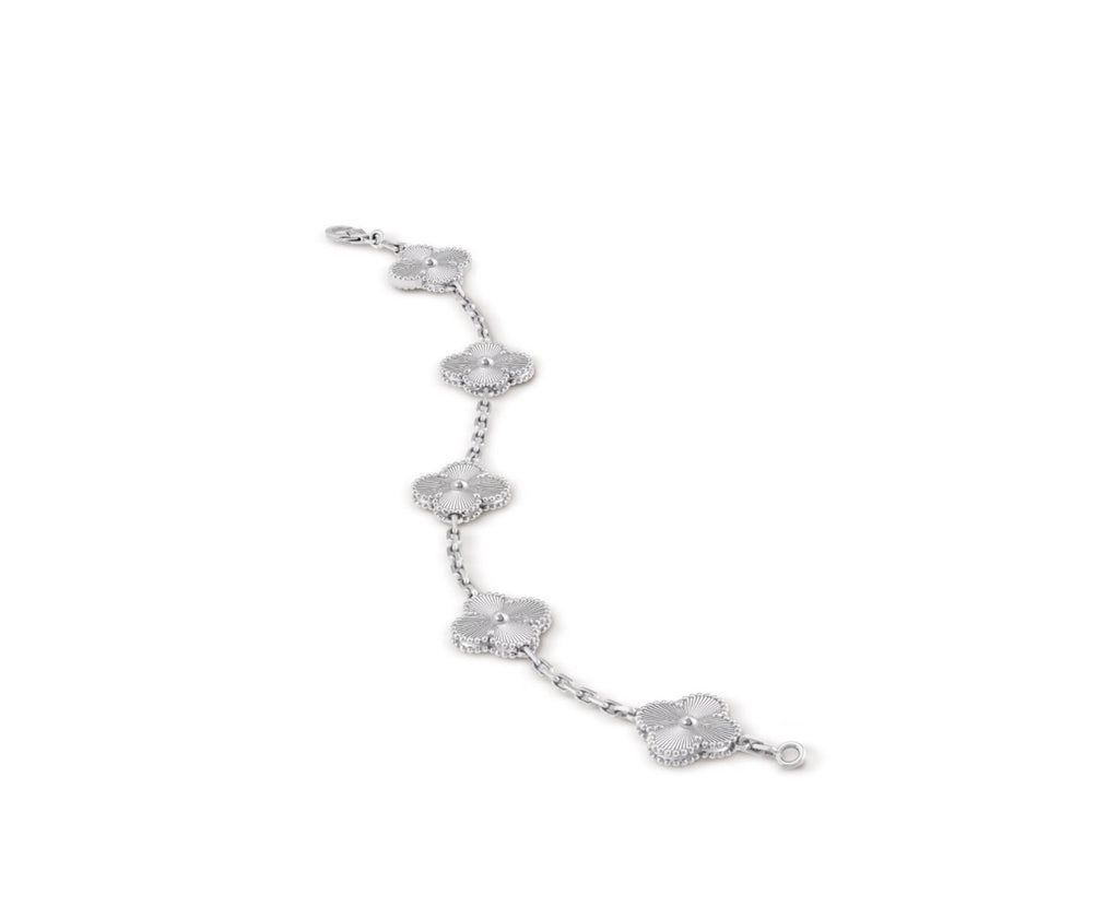 VAN CLEEF & ARPELS 18K WHITE GOLD 5 MOTIFS ALHAMBRA BRACELET