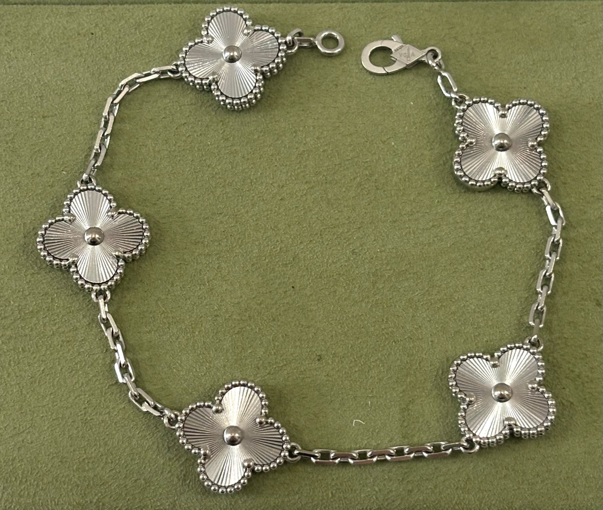 VAN CLEEF & ARPELS 18K WHITE GOLD 5 MOTIFS ALHAMBRA BRACELET