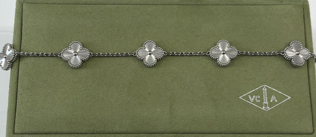 VAN CLEEF & ARPELS 18K WHITE GOLD 5 MOTIFS ALHAMBRA BRACELET