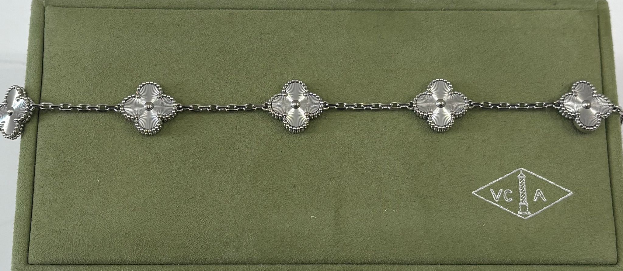 VAN CLEEF & ARPELS 18K WHITE GOLD 5 MOTIFS ALHAMBRA BRACELET