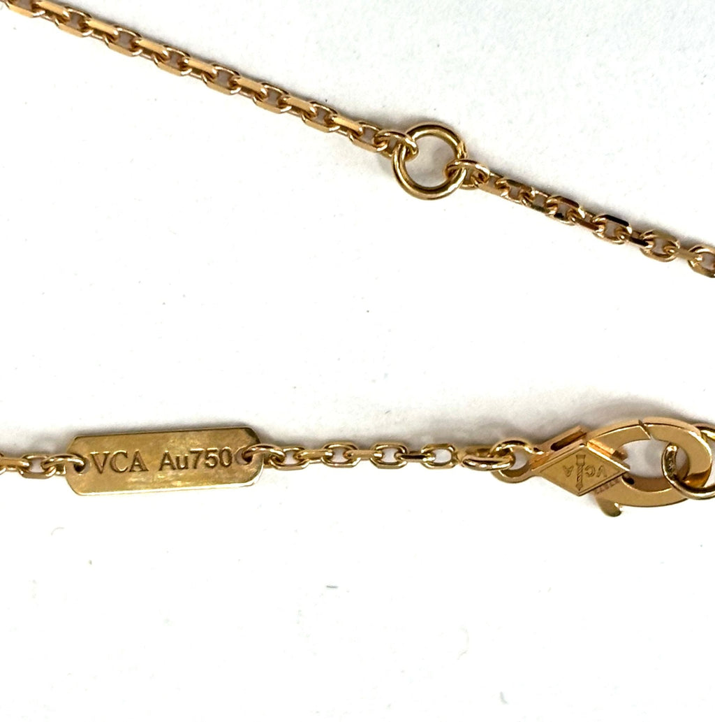VCA SWEET MOP 18K GOLD ALHAMBRA PENDANT NECKLACE