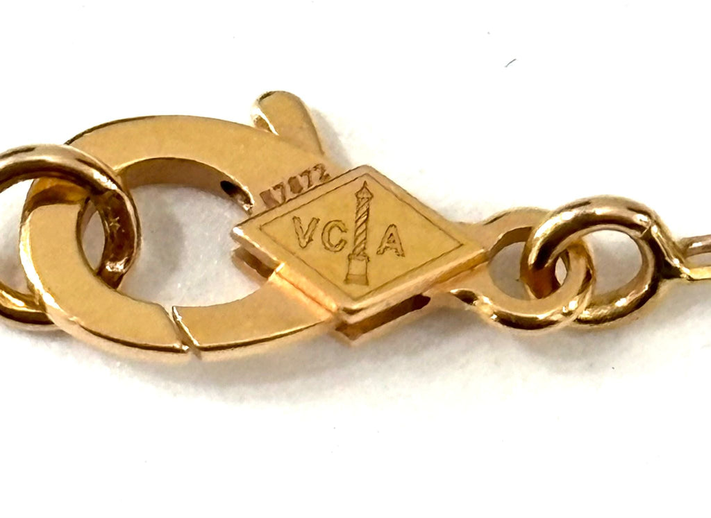 VCA SWEET MOP 18K GOLD ALHAMBRA PENDANT NECKLACE