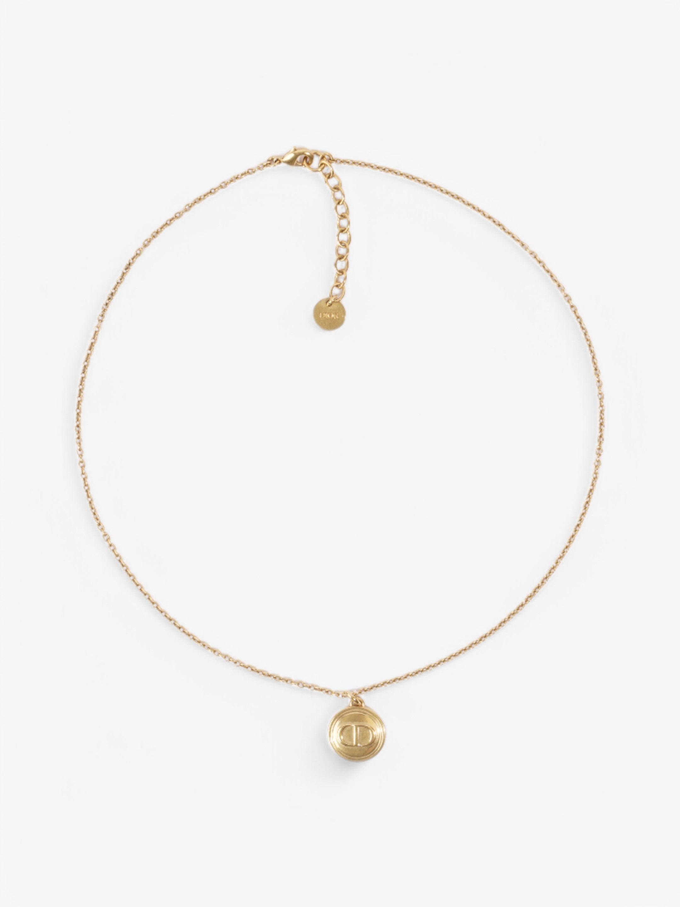 Christian Dior CD Pendant Necklace Gold Base Metal