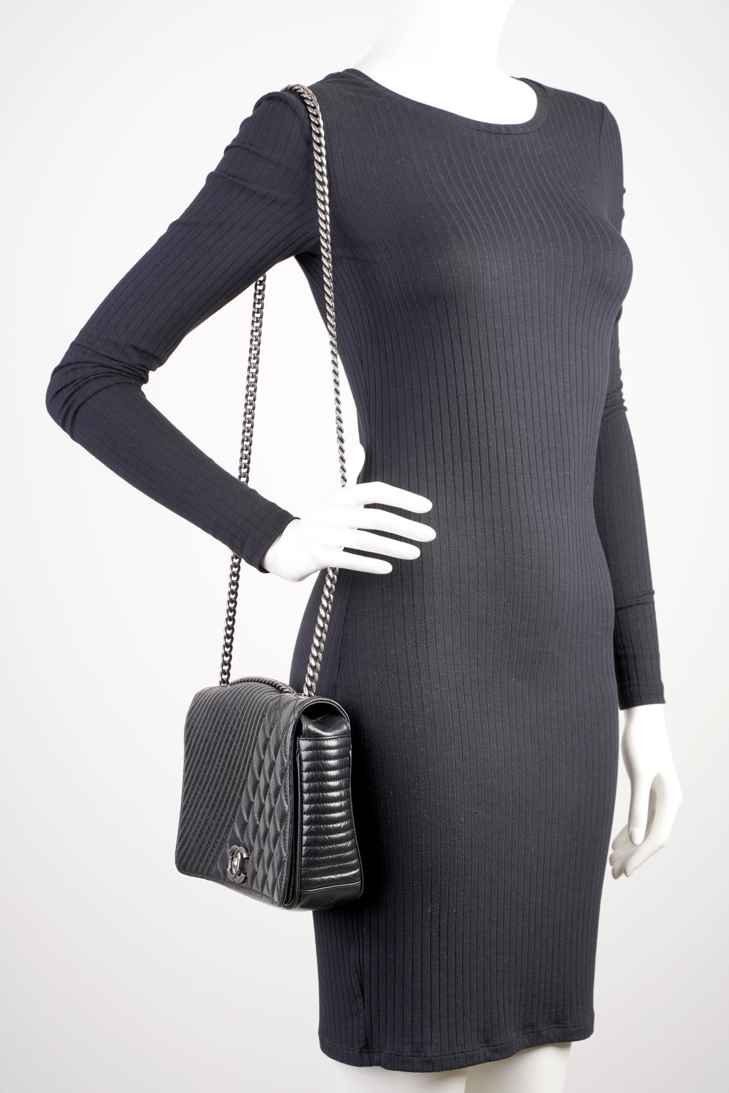 Chanel Coco Boy Flap  Black Lambskin Leather