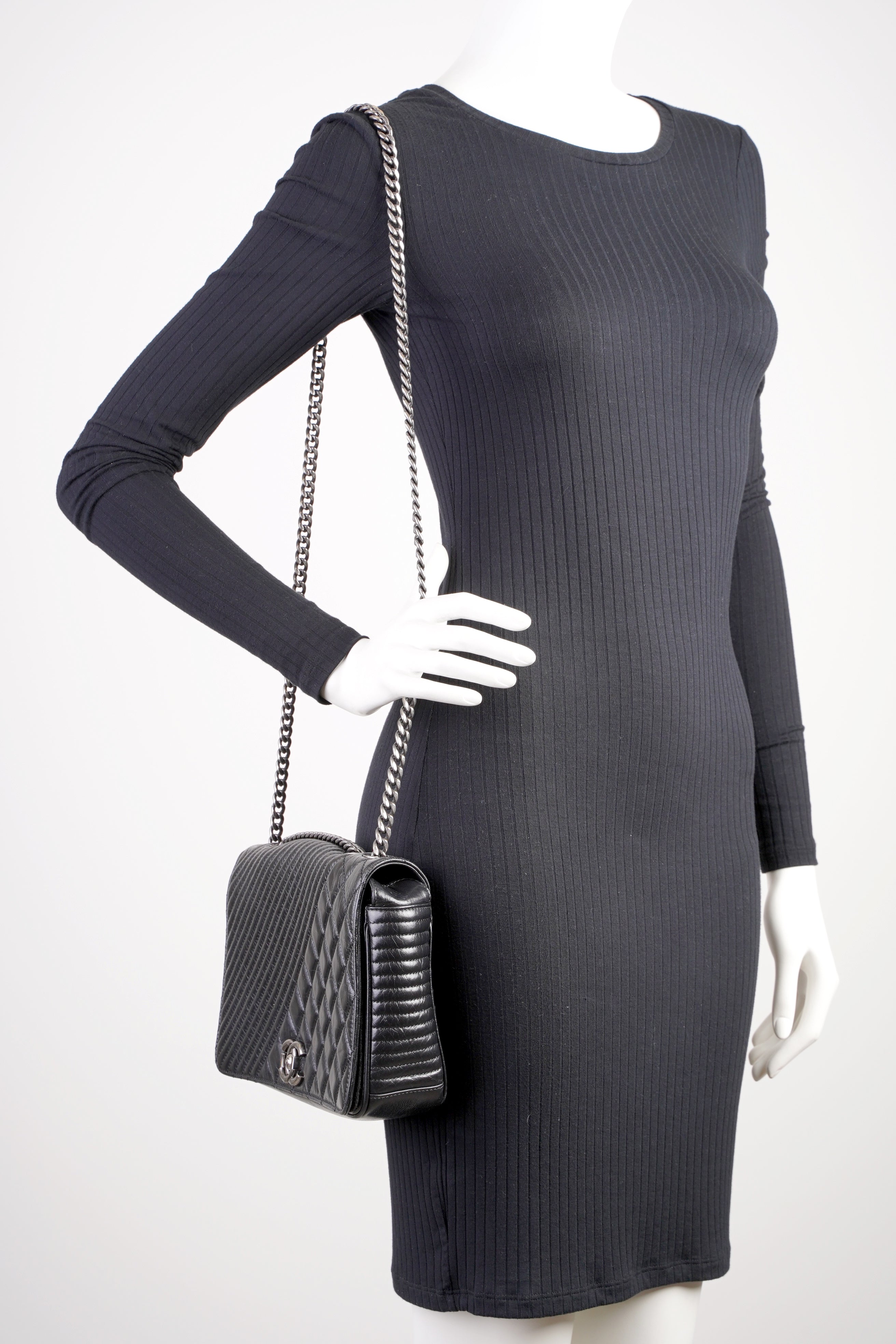 Chanel Coco Boy Flap  Black Lambskin Leather