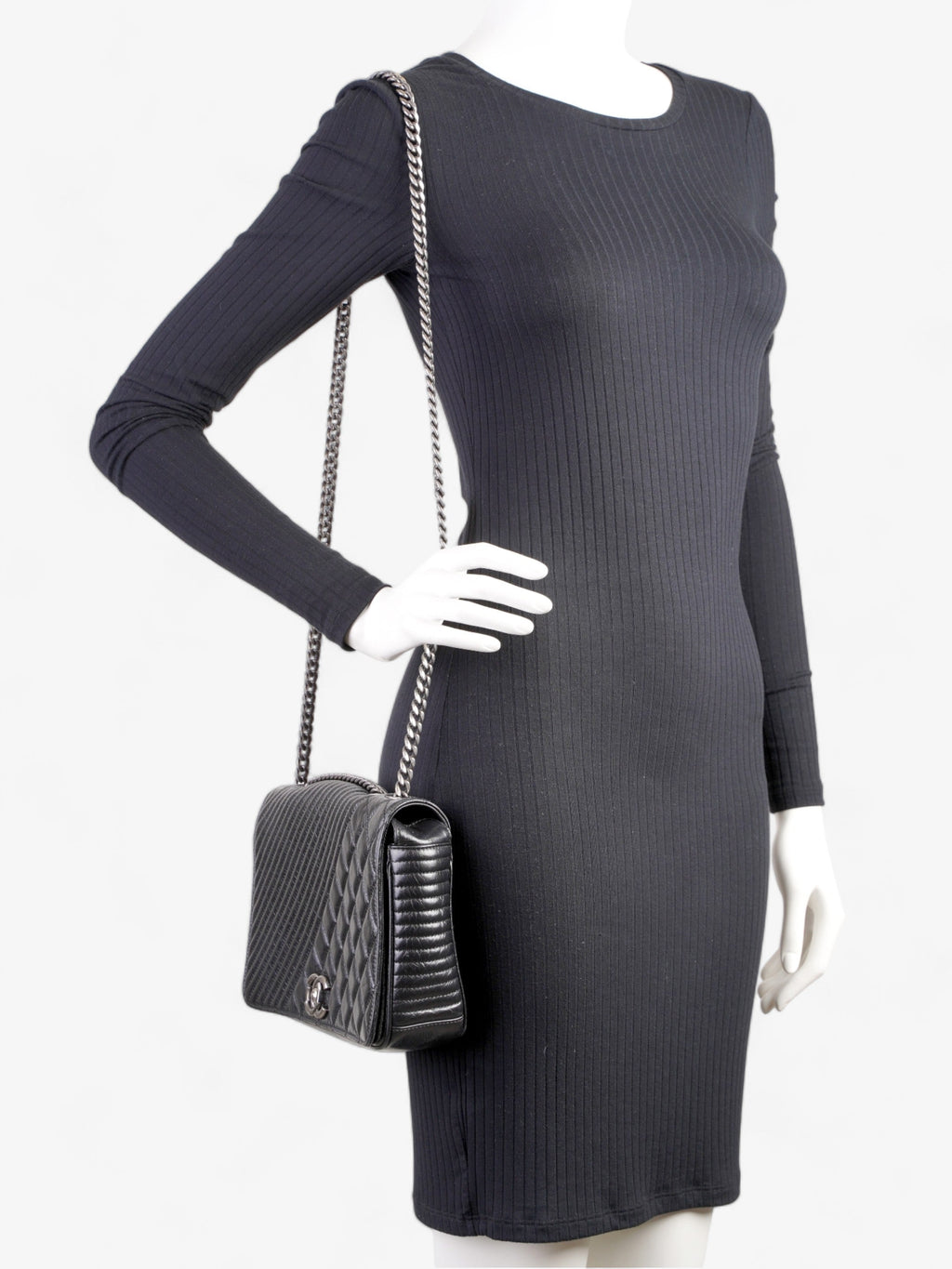 Chanel Coco Boy Flap  Black Lambskin Leather