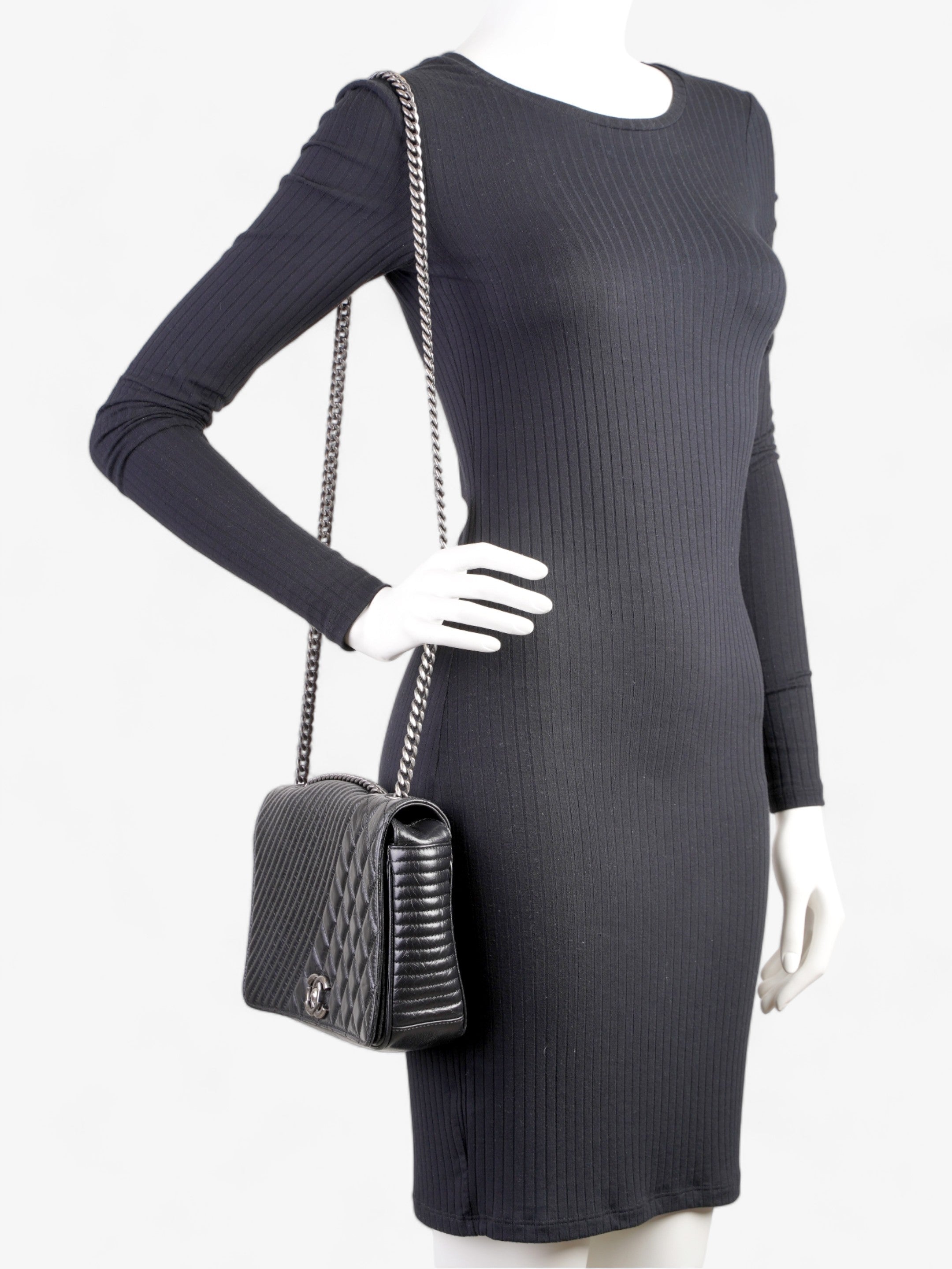 Chanel Coco Boy Flap  Black Lambskin Leather