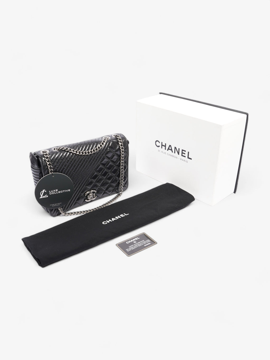 Chanel Coco Boy Flap  Black Lambskin Leather